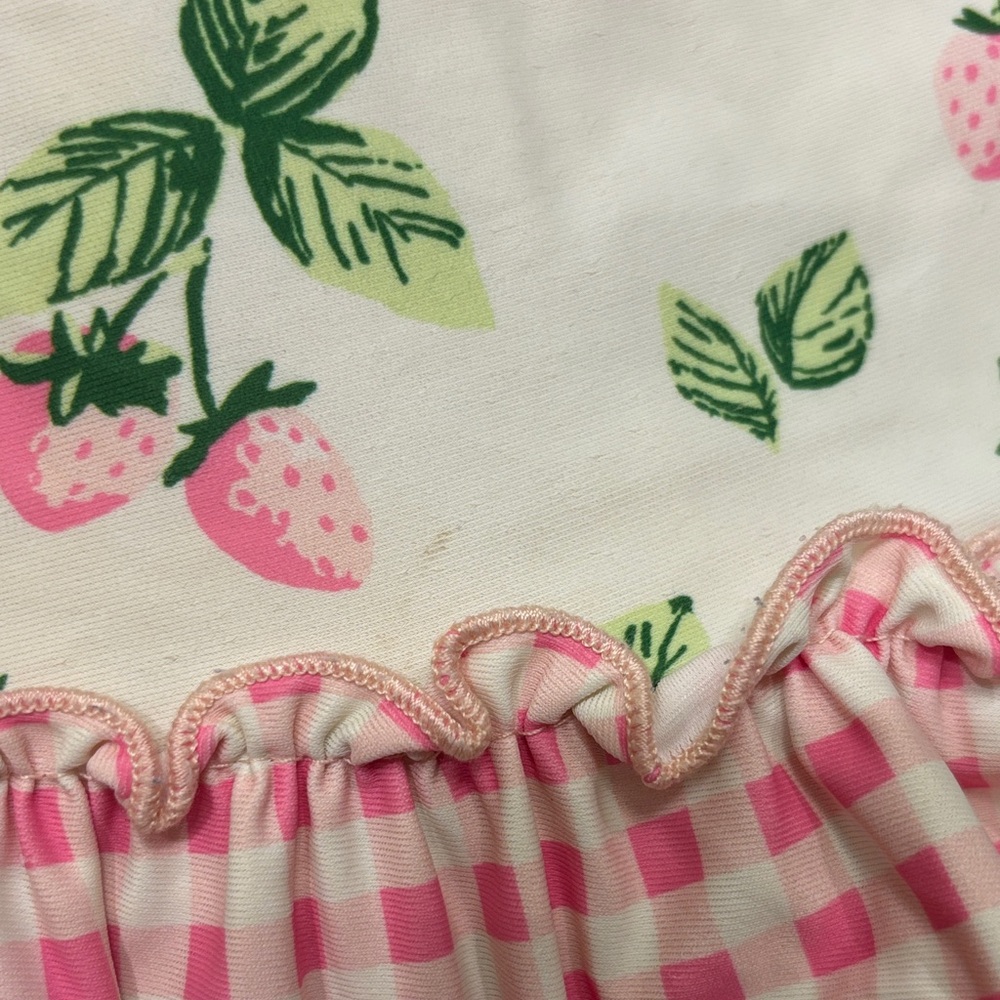 Sweet Honey- Girls Two-Piece Strawberry Print Tankini with Pink Gingham Ruffle - Picture 8 of 9